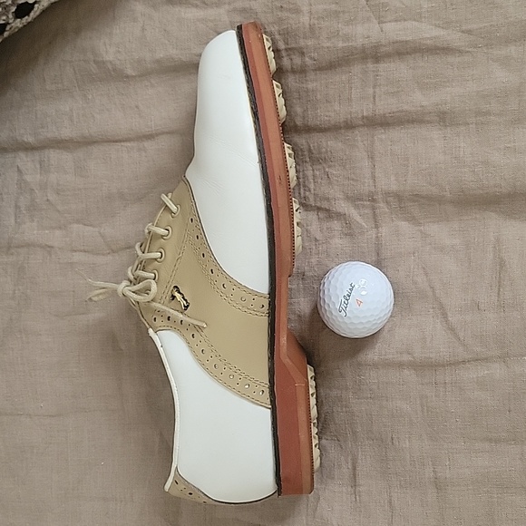 Lady Fairway White/tan Leather Women's Golf Shoes.  8 M Lace up - Picture 9 of 10